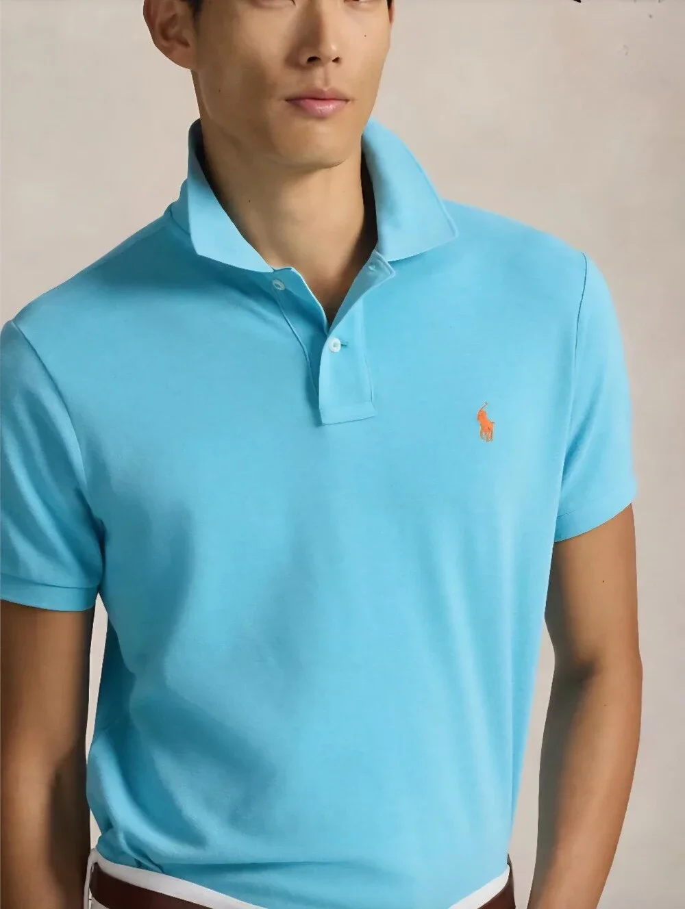 Polo Ralph Lauren Men's XL Aqua Blue Orange Pony Polo Shirt